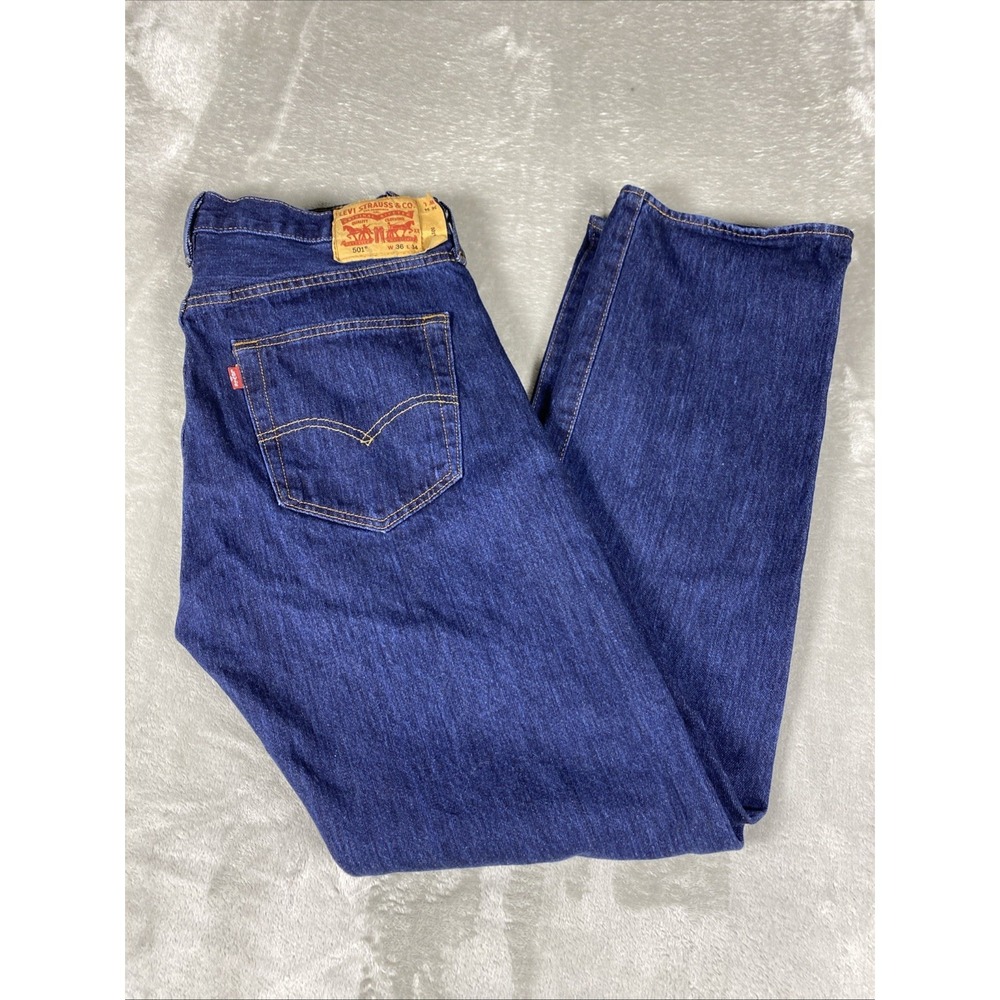 Levi's 501 Men's Original Fit Jeans W36 L34 Straight Leg Button Fly Blue Denim